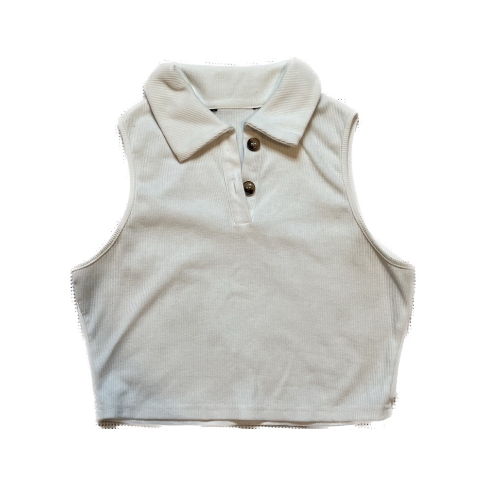 Zara cropped button collared tank top